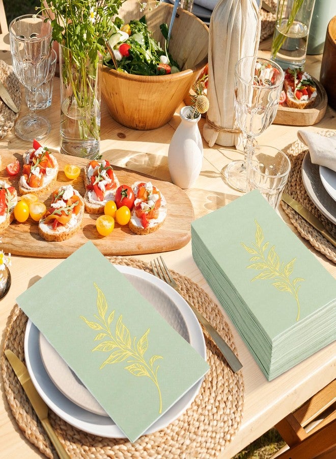 JarThenaAMCS 100Pcs Sage Green Guest Napkin Greenery Paper Disposable Dinner Hand Towel Napkin for Home Kitchen Bathroom Holiday Party Supplies - Image 5